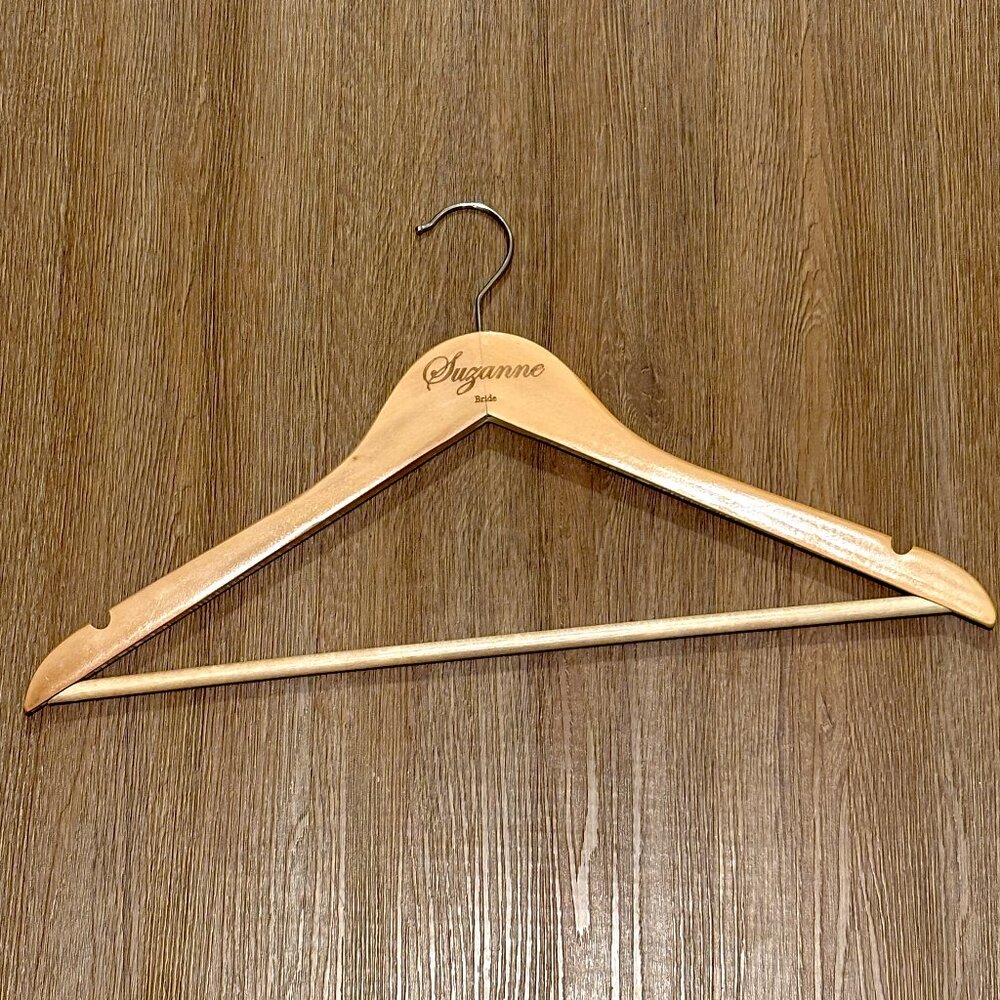 Personalized Wooden Wedding Hanger for Suzanne’s big day!